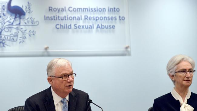 Commissioners Justice Peter McClellan and Justice Jennifer Coates at the final sitting of the Royal Commission into Institutional Responses to Child Sexual Abuse in Sydney in 2017. Picture: Jeremy Piper