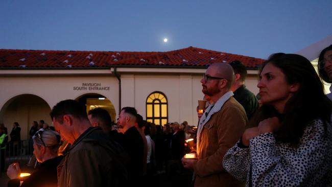 The community paying their respects at the sunset vigil. Picture: Getty Images