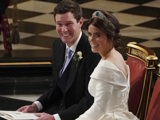 The couple was all-smiles during their wedding ceremony. Picture: AP