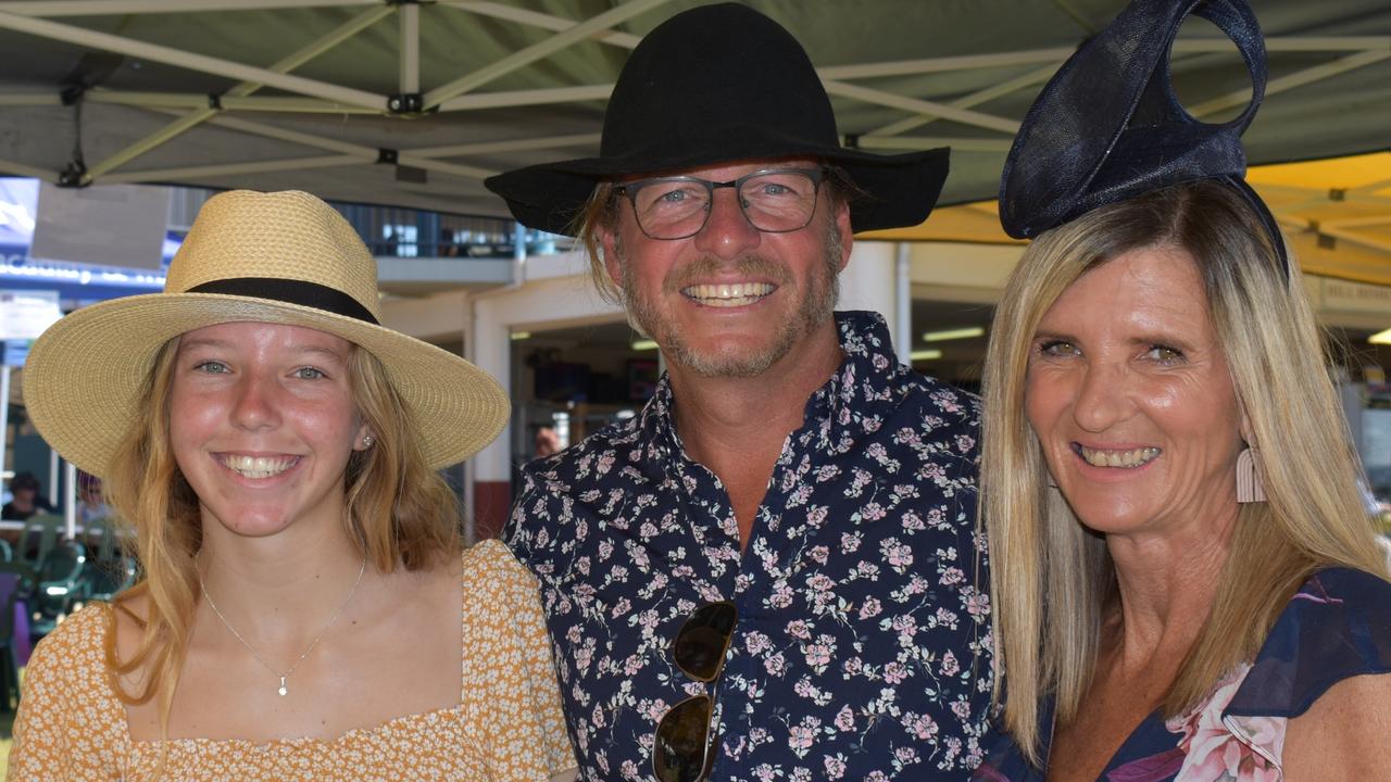 (Left to right) Charlie Findlay, Jarrod Findlay and Jodie Findlay at the Gympie Times Ladies Race Day 2021. Photo: Elizabeth Neil