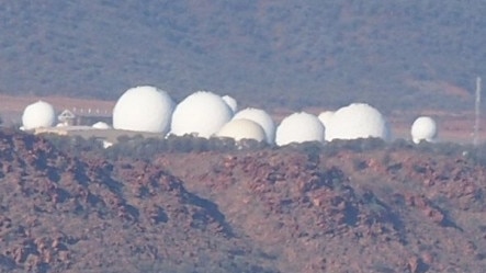 Pine Gap is a joint Australian-United States satellite communications and signals intelligence surveillance base and Australian Earth station. Picture: Wikicommons