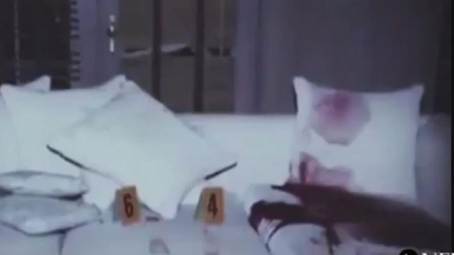 The murder scene where Jose and Kitty Menendez were brutally gunned down in their Beverley Hills home. Picture: Screengrab/abc news