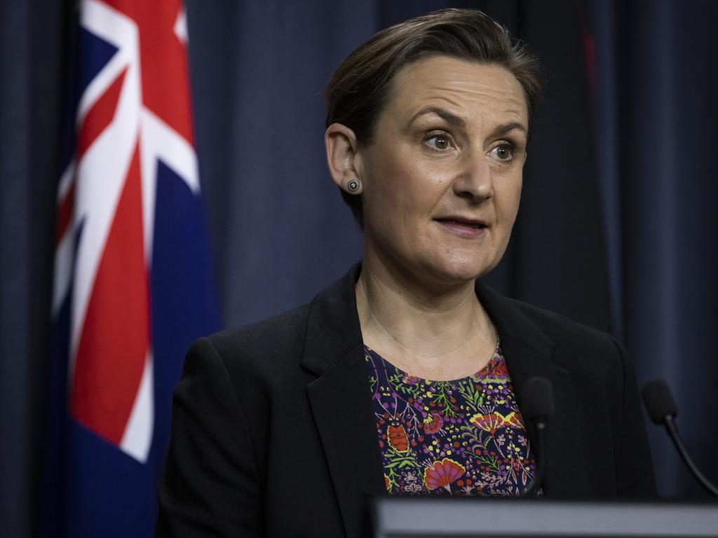 WA Health Minister Amber-Jade Sanderson gave the Covid-19 update on Saturday. Picture: Matt Jelonek/Getty Images