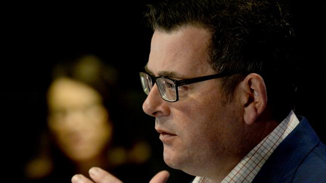 Victorian Premier Daniel Andrews and Health Minister Jenny Mikakos addressing media at the daily COVID-19 update on Wednesday. Picture: NCA NewsWire / Andrew Henshaw