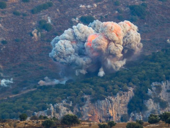 More smoke billows from the site of an Israeli air strike in Marjayoun, near the Lebanon-Israel border. Picture: AFP