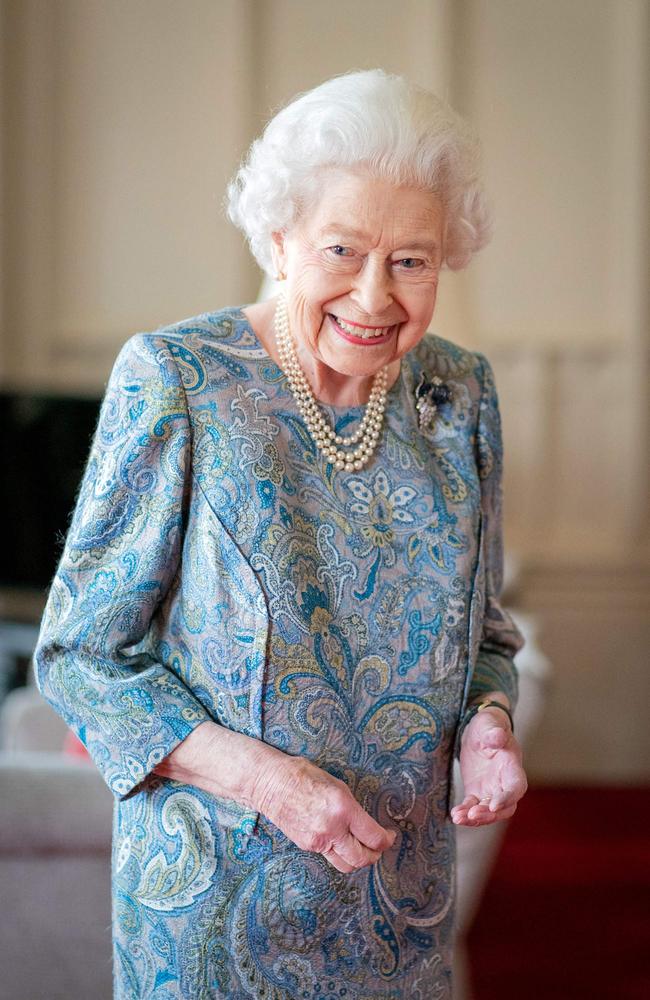 Queen Elizabeth II during an audience with Switzerland's President in an in-person appearance without walking stick or mobility support. Picture: Dominic Lipinski / AFP