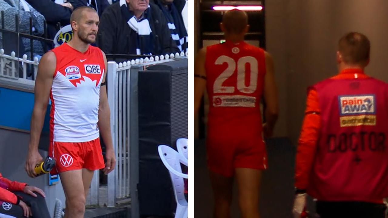 Sam Reid came off the ground just before half-time.