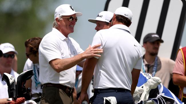 Greg Norman with Brooks Koepka ahead of the most recent LIV Golf Tournament in Virginia Picture: Getty Images