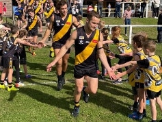 Portland captain Daniel Jackson leads his team onto the ground for a match earlier this season. The Tigers are looking for their first ever finals appearance in the competition. Picture: Supplied