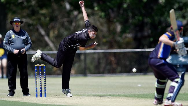 Dylan Hodge sends one down. Picture: Steve Tanner