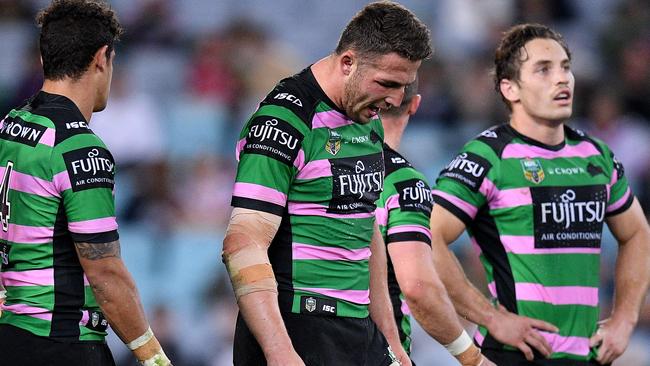 Sam Burgess had an off night against the Roosters. Picture: AAP