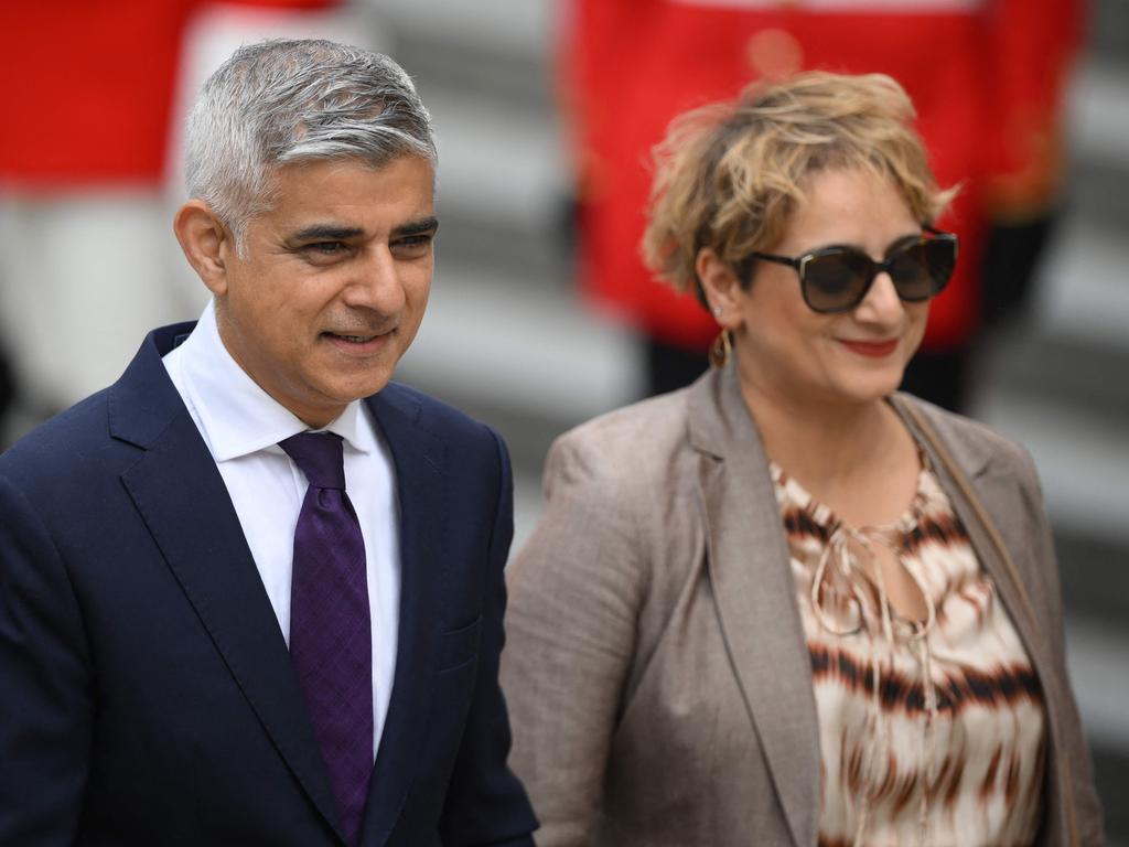 Mayor of London Sadiq Khan and his wife Saadiya. Picture: AFP