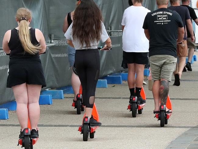 Scooter riders at South Brisbane. Photographer: Liam Kidston