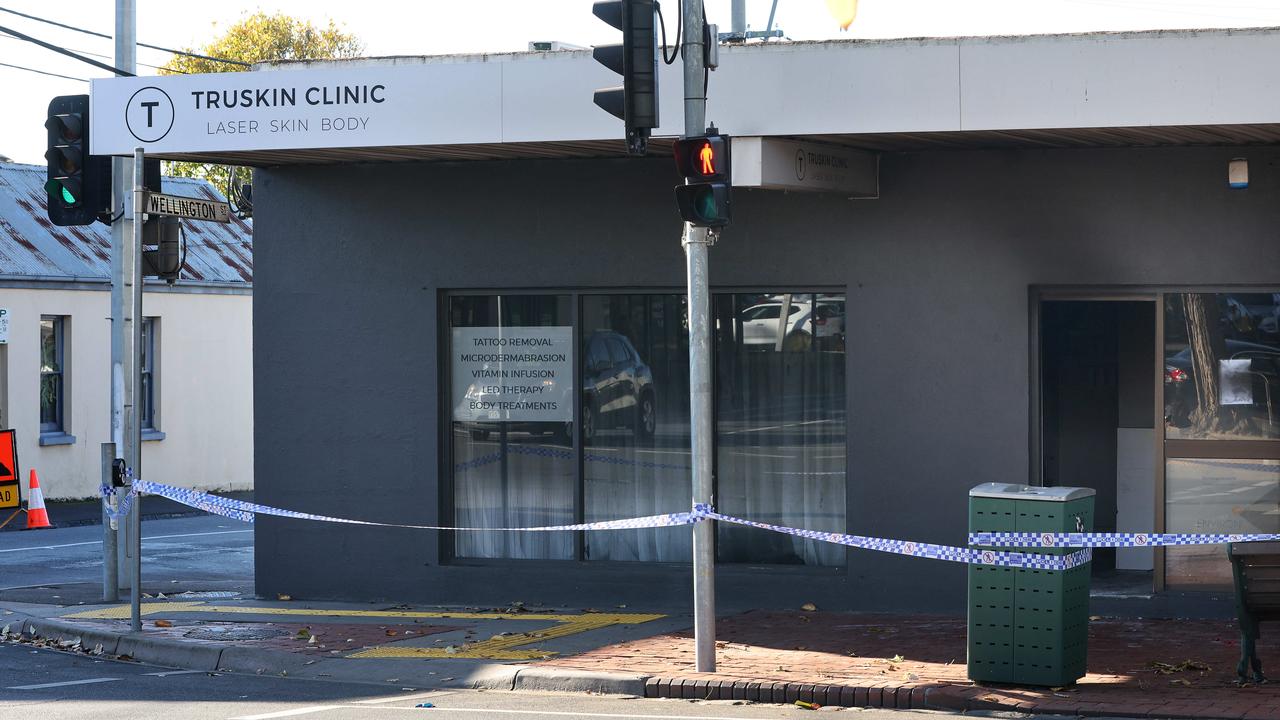 A suspicious fire destroyed the interior of Truskin Clinic on Pakington St. Picture: Alison Wynd