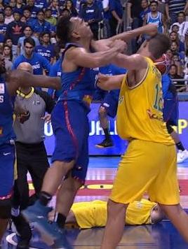 An all-out brawl broke out between Australia and the Philippines. Picture: Fox Sports