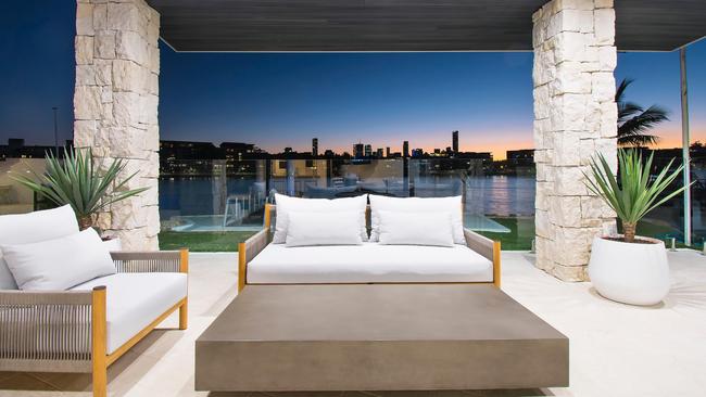 One of the outdoor entertaining terraces at the home at 154 Virginia Ave, Hawthorne. Image supplied.