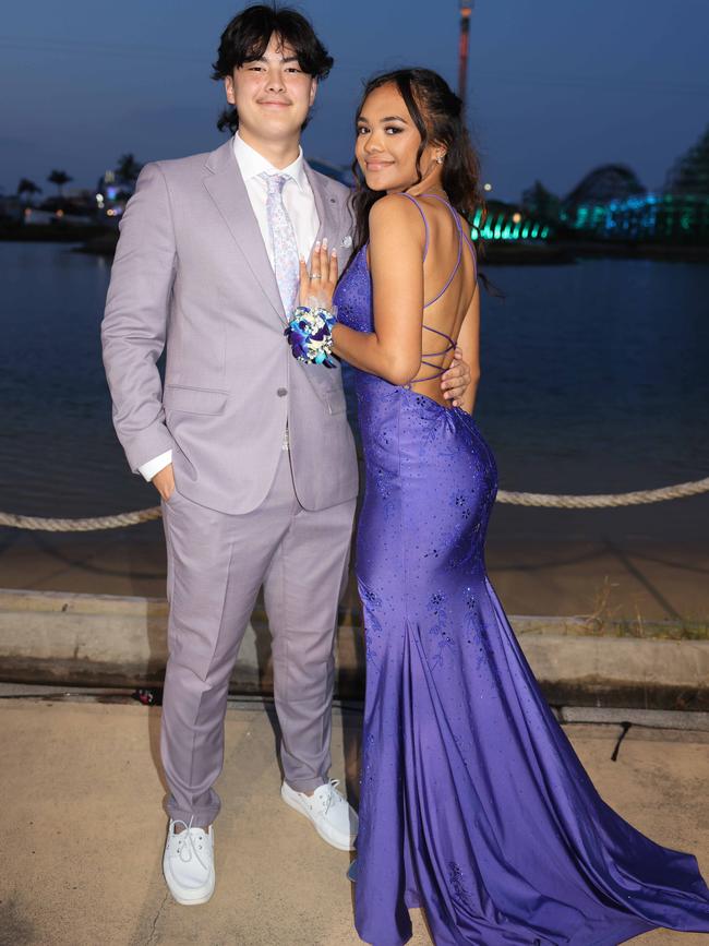 Elijah Bell and Anika Hinga at the Southport State High School Formal at SeaWorld. Picture, Portia Large.
