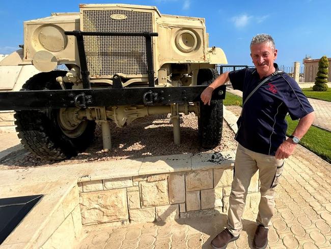 Warren Brown with a WWII allied truck from the 1942 Battle of El Alamein.