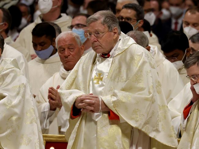 The former Archbishop of Sydney at Easter Vigil Mass in St. Peter's Basilica in 2022.