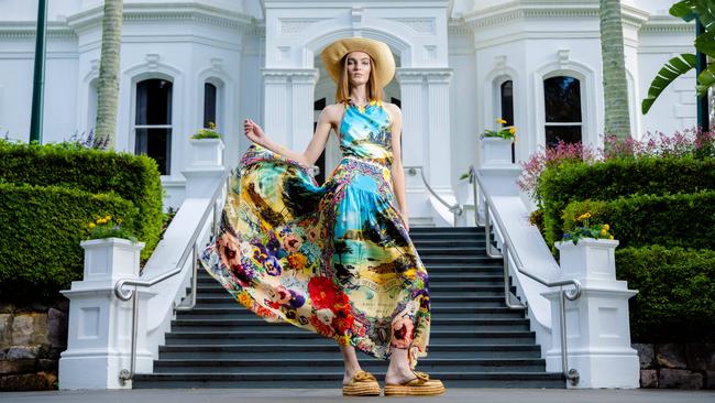 Brisbane Fashion Festival model Lily Rendall at Government House. Picture: Richard Walker