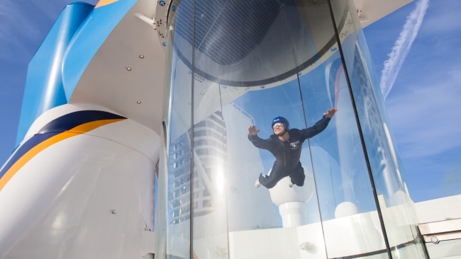 Ripcord by iFLY, a skydiving simulator on the Royal Caribbean.
