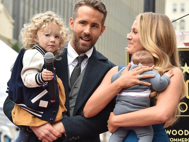 Actors Ryan Reynolds and Blake Lively with daughters James Reynolds and Ines Reynolds. Picture: Axelle/Bauer-Griffin/FilmMagic