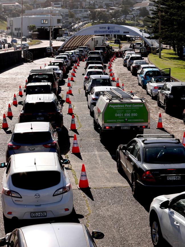 Queues for testing at Bondi Beach last week …