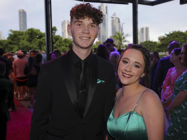 Mitchell Rust and Lindsey White at the Coomera Anglican College Formal at HOTA. Picture: Marcelo Lang.