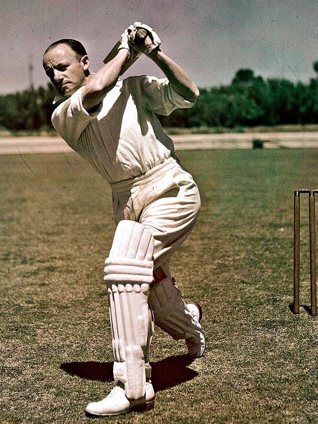 Sir Donald Bradman wields the willow in 1946. Picture: Popperfoto/Getty Images