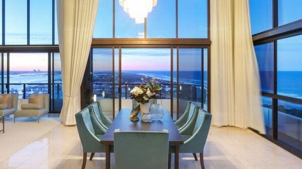 A glimpse of the two level penthouse apartment at Main Beach which Glenn Gration lists as his home address with ASIC. Pic: Supplied