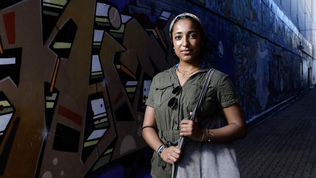 Cairns' reputation as a safe and friendly tourism destination is being tarnished by petty crime and juvenile delinquency in the city CBD. Jada Benamari is visiting Cairns with friends and has been warned not to walk alone at night due to the anti social behaviour in the city centre. Picture: Brendan Radke