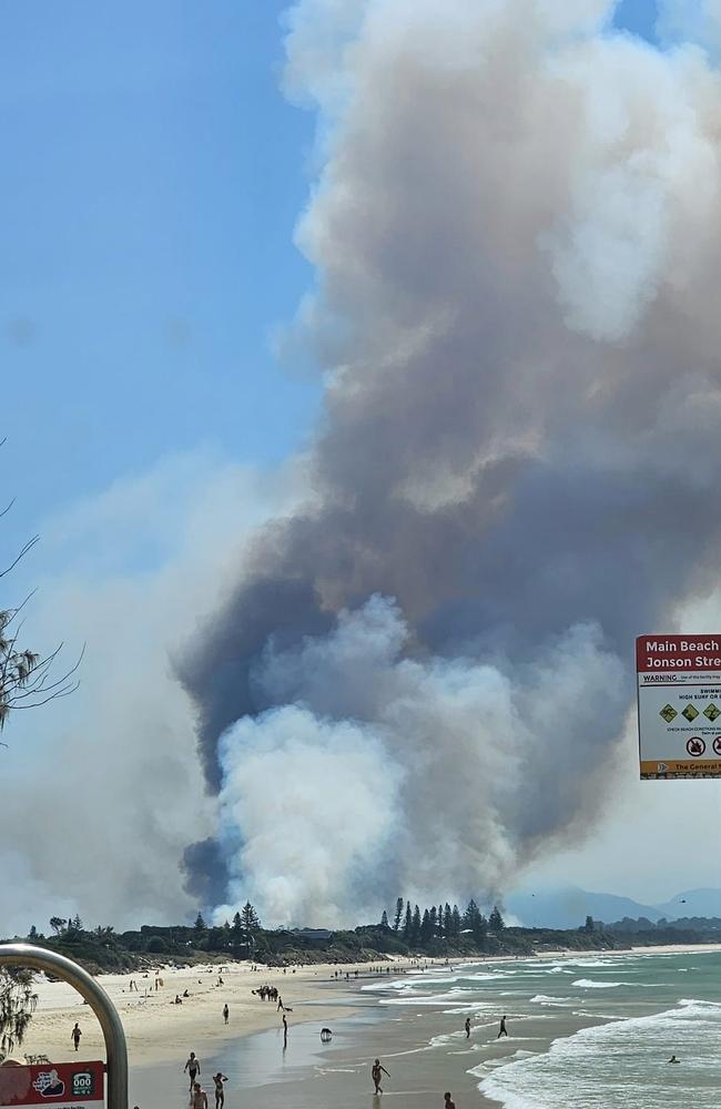 The Byron Bay bushfire on Sunday. Picture: Facebook