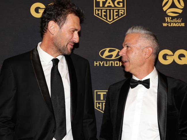 Embargoed for The Daily Telegraph until 17/5/19, do not use with speaking to the picture deskPerth Glory FC coach Tony Popovic and Sydney FC coach Steve Corica at the Dolan Warren Awards at The Star Event Centre, Sydney. Picture: Jonathan Ng