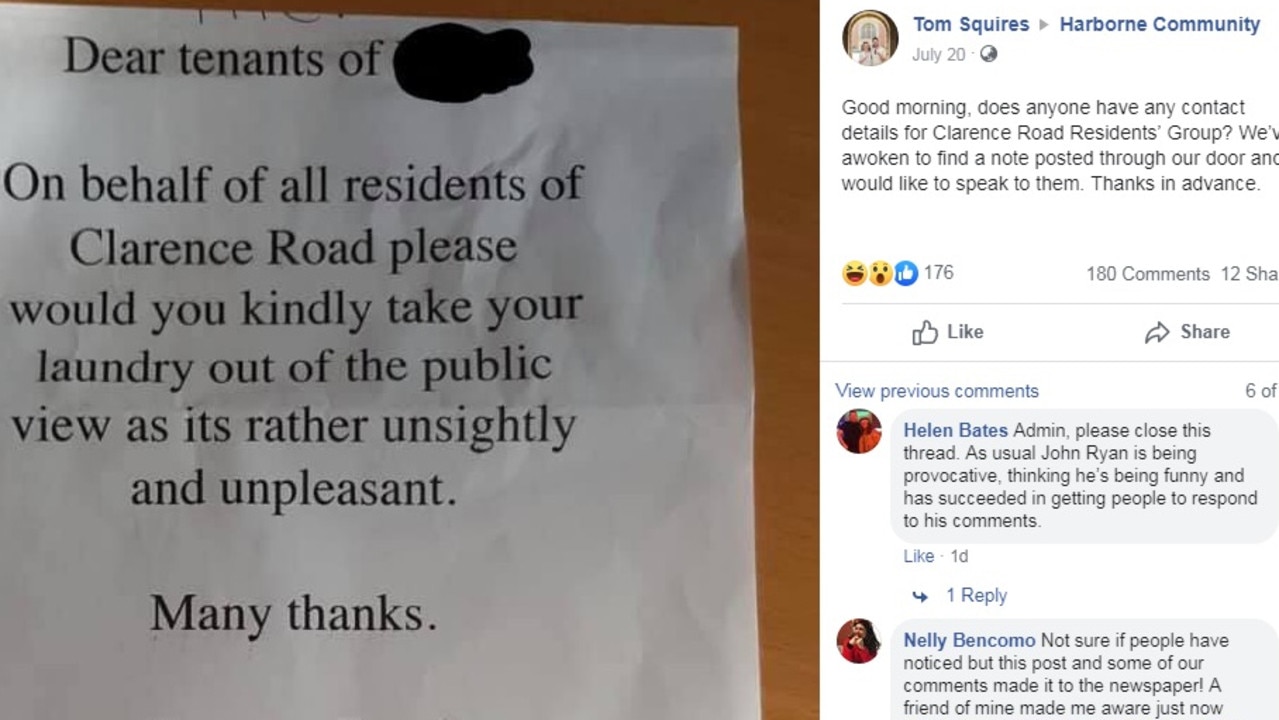 The note has outraged other residents. Picture: Facebook/Harborne Community