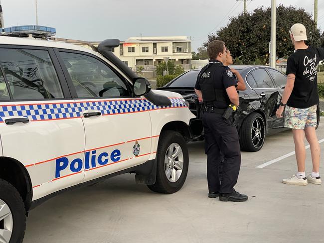 A stolen stolen SS Commodore was left at Andergrove Aldi extremely damaged, after a joyride through Mackay and the Pioneer Valley on October 15, 2024. Picture: Paul Brescia