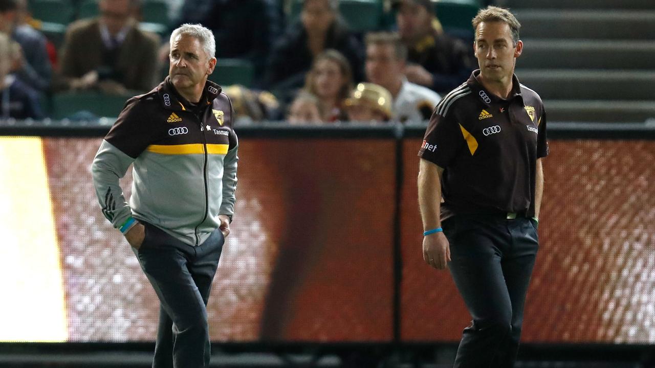 Chris Fagan and Alastair Clarkson while at Hawthorn in 2016. Picture: AFL Media