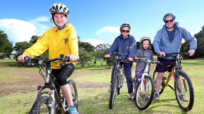 Emma and Chris Glassenburg with daughters Lucy, 11, and Charlotte, 9, explore the reserve. Picture: Glenn Ferguson