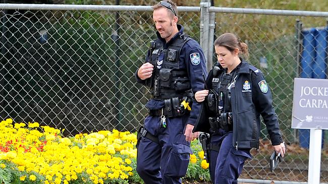 Police inspected the grounds at Eagle Farm racecourse after a bomb scare.