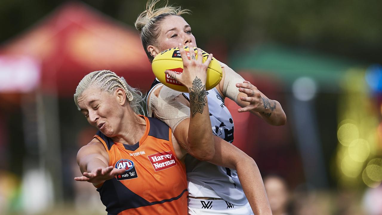 Tayla Harris was dominant in the air for the Blues. Picture: Getty Images 