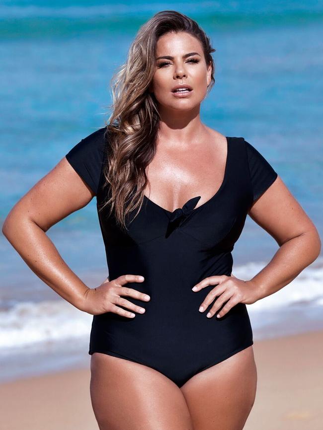 Former The Biggest Loser host Fiona Falkiner modelling Saint Somebody swimwear brand.