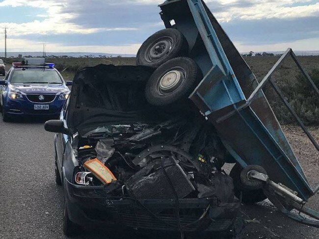 Motorists are advised there are currently delays for southbound traffic due to a rear end crash near the intersection of Copper Coast Highway and Princes Highway at Port Wakefield this afternoon. Fortunately, there were no serious injuries . Picture: SAPOL