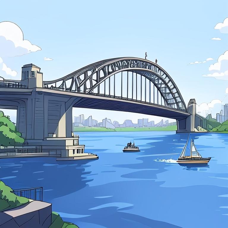 An illustration style of the Sydney Harbour Bridge using Apple's Image Playground.