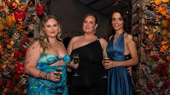 Veronica Wright, Stephanie Mahy and Mads Lovegrove at the 2024 NAIDOC Ball at the Darwin Convention Centre. Picture: Pema Tamang Pakhrin