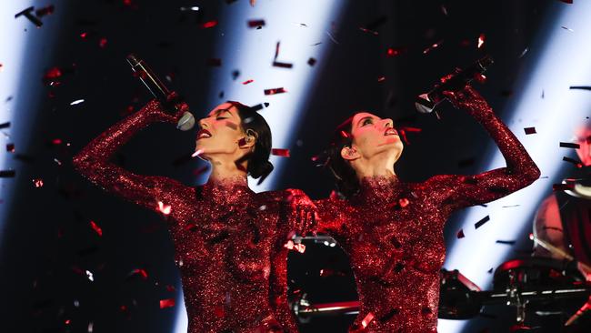 Glitterbugs: The Veronicas on stage at the ARIA Awards this week. Picture: Dylan Robinson. Picture: Supplied