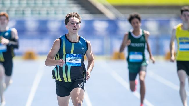 Sebastian Sultana from Campbelltown Collegians in the 200m. Picture: Julian Andrews