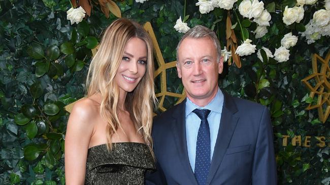 Greg Hawkins, pictured with Jennifer Hawkins at The Star in March, 2017, has stepped down from the group, along with chief financial officer Harry Theodore and chief legal and risk officer Paula Martin, Photographer: Belinda Rolland Â© 2017