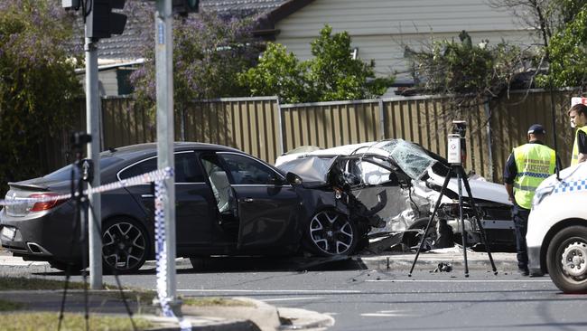 The horror crash at St Marys. Picture: Richard Dobson