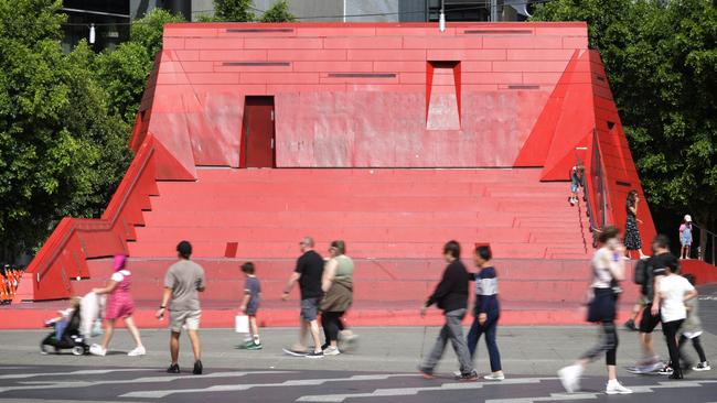 The red stairs at Queensbridge Square has been deemed ‘unsightly’. Picture: David Caird