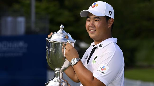 Joohyung Kim of Korea, winner of the 2022 Wyndham Championship and one of the one of the youngest players to ever win on the PGA Tour. Photo: Eakin Howard/Getty Images/AFP