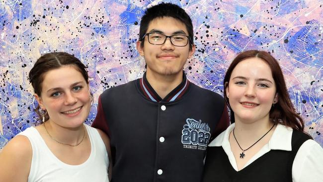 Three students from Trinity College Colac who achieved an ATAR beyond 90 – Sophie Darroch, Yingru Qu (dux) and Tilly Kerr.